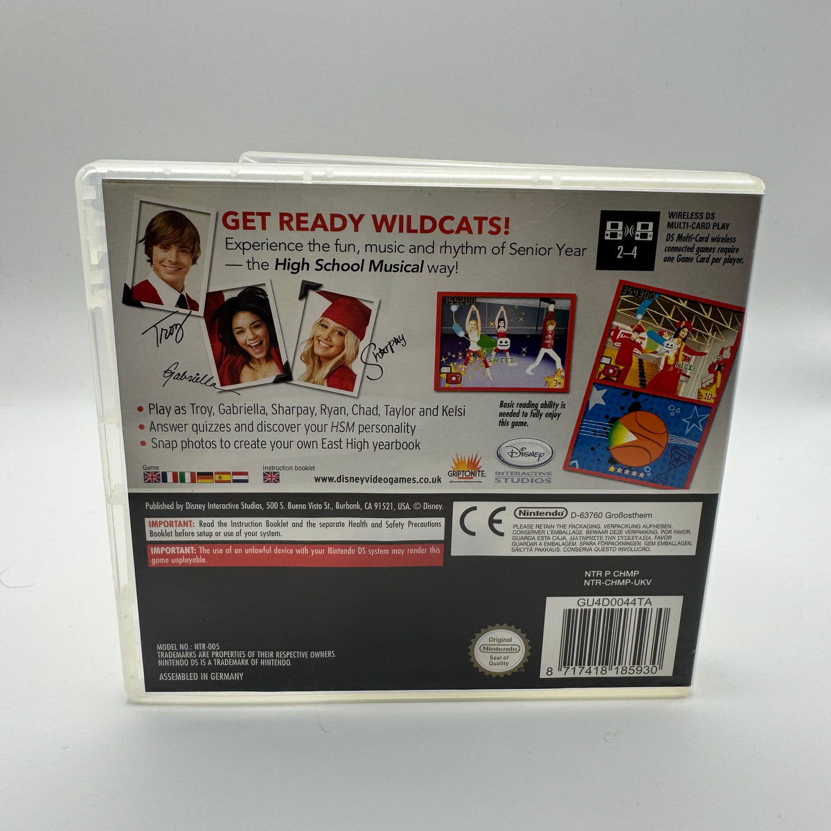 High School Musical 3: back of Nintendo DS case.