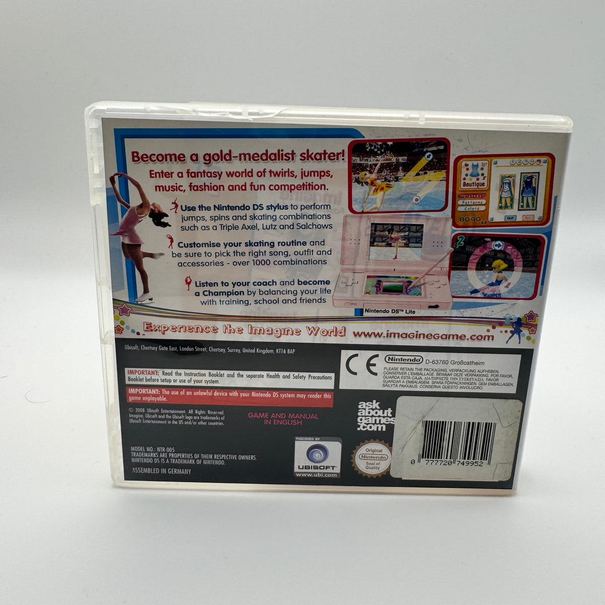 Imagine Figure Skater: back of Nintendo DS case.